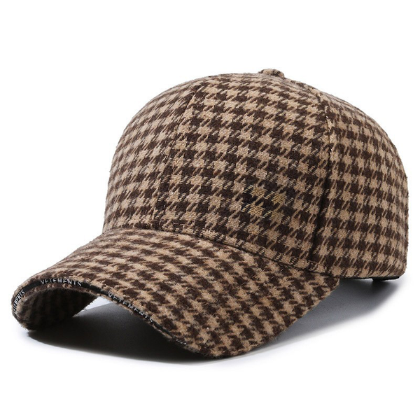 Casquette Vintage à Motif Pied-de-Poule