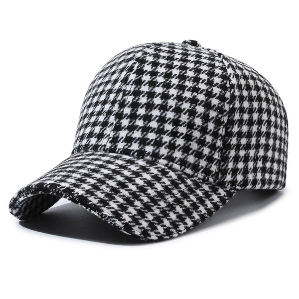 Casquette Vintage à Motif Pied-de-Poule
