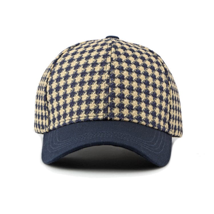 Herren Baseball Cap Hahnentrittmuster | Lässige Kappe mit schwarzem Schirm [ Herrenkollektion - Caps - Accessoires ] 173 - Herren Baseball Cap Hahnentrittmuster Gratti Paris 