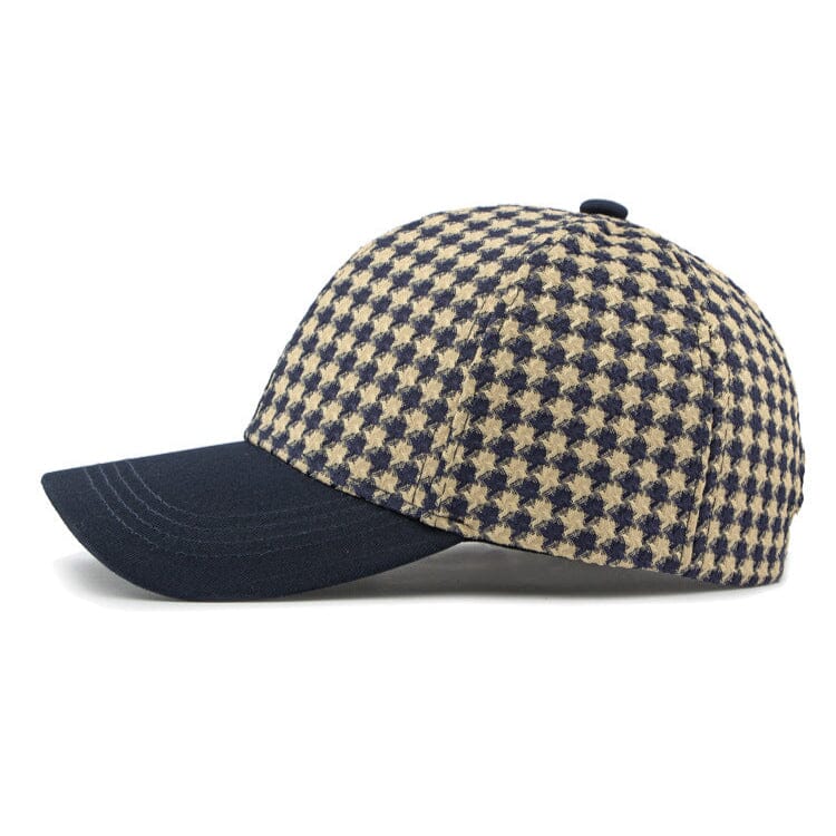 Herren Baseball Cap Hahnentrittmuster | Lässige Kappe mit schwarzem Schirm [ Herrenkollektion - Caps - Accessoires ] 173 - Herren Baseball Cap Hahnentrittmuster Gratti Paris 
