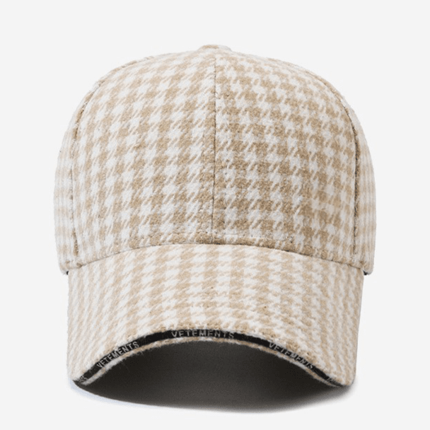 Herren Baseball Cap Hahnentrittmuster | Modische Vintage Kappe kariert braun [ Herrenkollektion - Caps - Accessoires ] 179 - Herren Baseball Cap Hahnentrittmuste Gratti Paris 