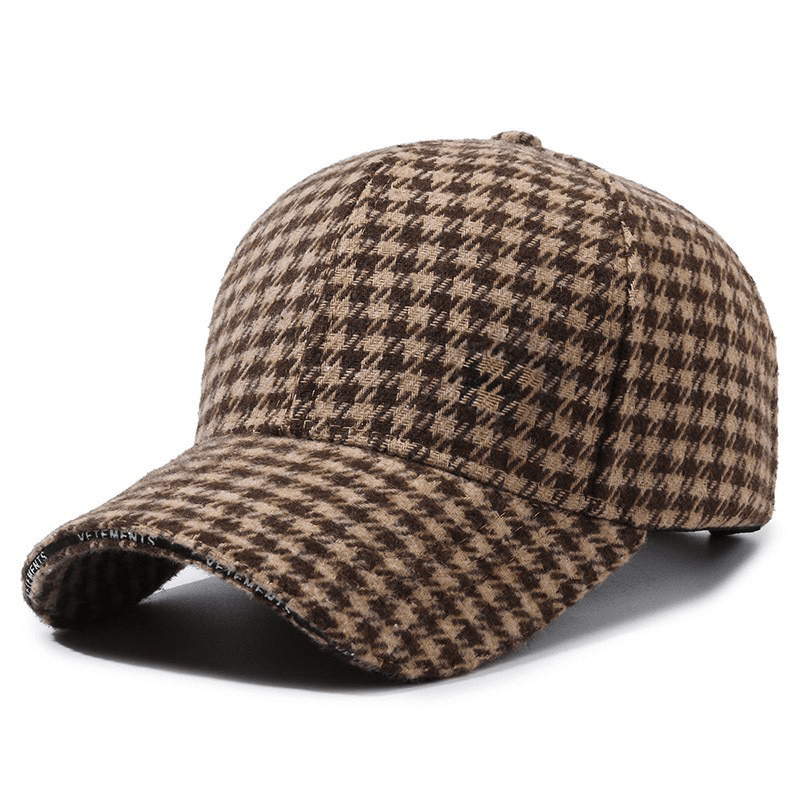 Herren Baseball Cap Hahnentrittmuster | Modische Vintage Kappe kariert braun [ Herrenkollektion - Caps - Accessoires ] 179 - Herren Baseball Cap Hahnentrittmuste Gratti Paris Braun 