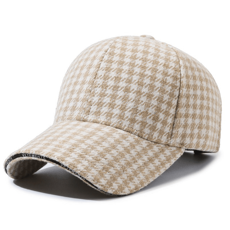 Herren Baseball Cap Hahnentrittmuster | Modische Vintage Kappe kariert braun [ Herrenkollektion - Caps - Accessoires ] 179 - Herren Baseball Cap Hahnentrittmuste Gratti Paris Cremefarben 