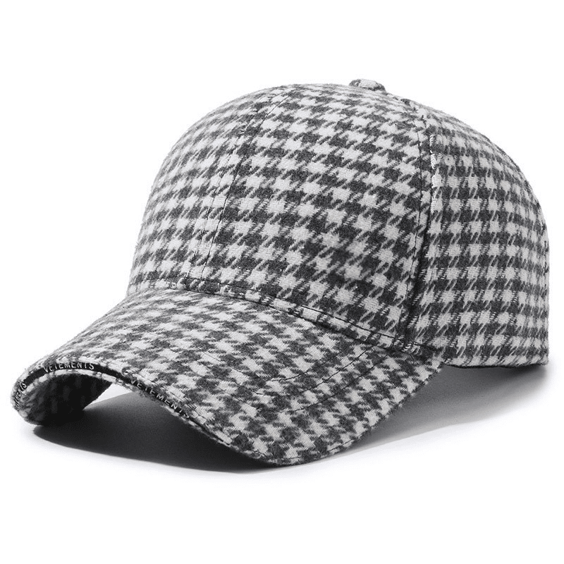 Herren Baseball Cap Hahnentrittmuster | Modische Vintage Kappe kariert braun [ Herrenkollektion - Caps - Accessoires ] 179 - Herren Baseball Cap Hahnentrittmuste Gratti Paris Grau 