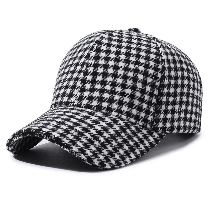 Herren Baseball Cap Hahnentrittmuster | Modische Vintage Kappe kariert braun [ Herrenkollektion - Caps - Accessoires ] 179 - Herren Baseball Cap Hahnentrittmuste Gratti Paris Schwarz 
