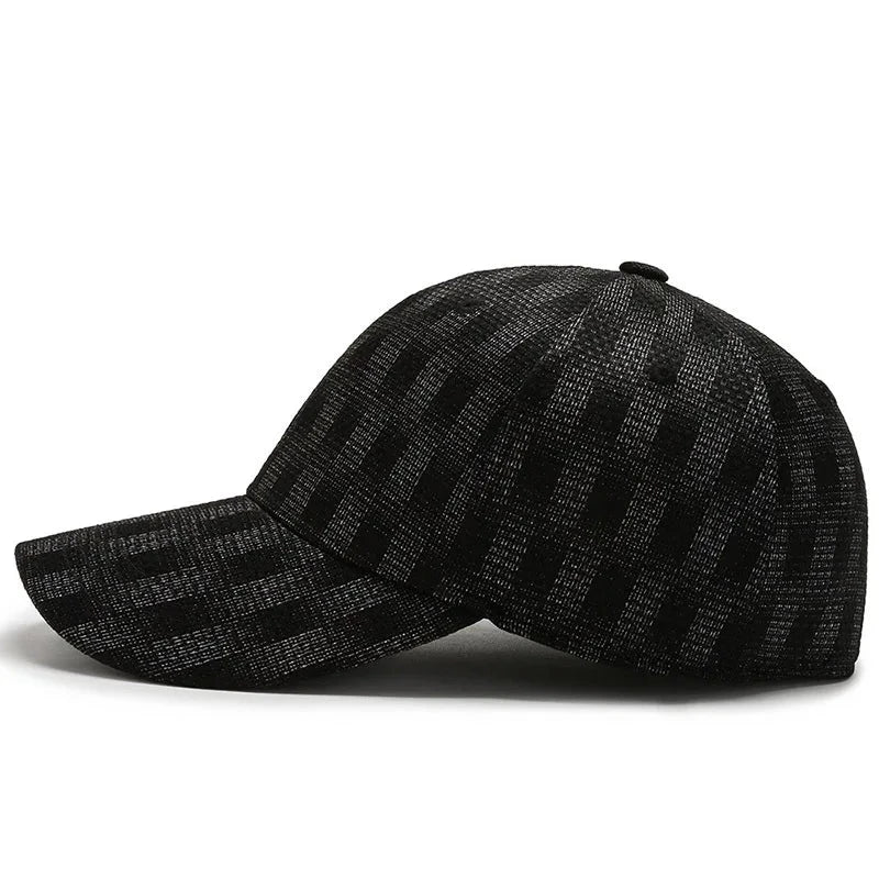 Herren Baseball Cap Kariert | Modische Kappe Schwarz mit Muster [ Herrenkollektion - Caps - Accessoires ] 175 - Herren Baseball Cap Kariert Gratti Paris 