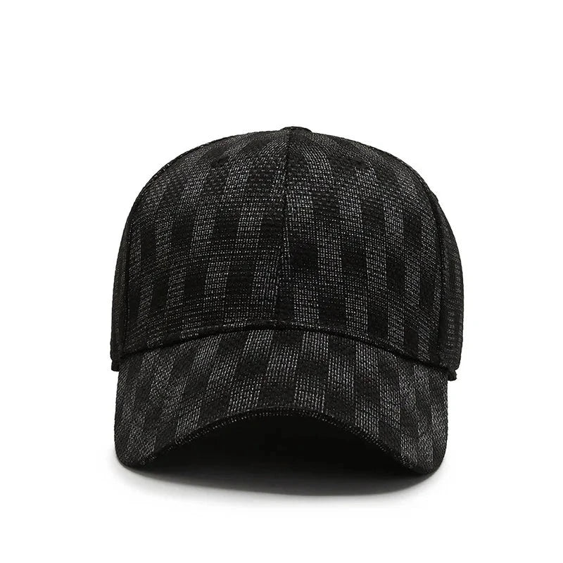 Herren Baseball Cap Kariert | Modische Kappe Schwarz mit Muster [ Herrenkollektion - Caps - Accessoires ] 175 - Herren Baseball Cap Kariert Gratti Paris 