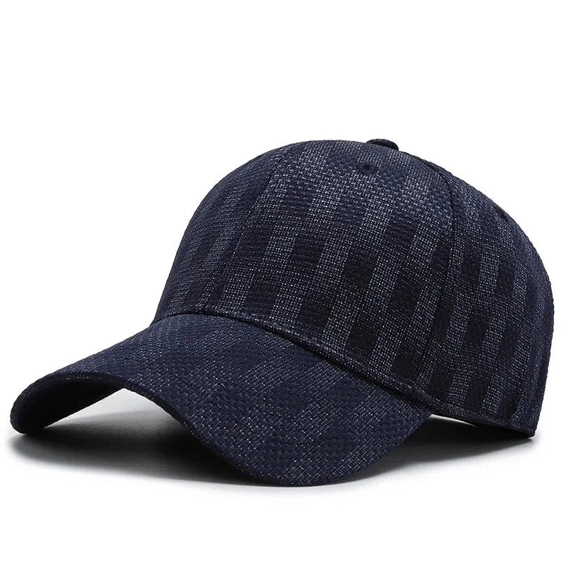 Herren Baseball Cap Kariert | Modische Kappe Schwarz mit Muster [ Herrenkollektion - Caps - Accessoires ] 175 - Herren Baseball Cap Kariert Gratti Paris Marineblau 