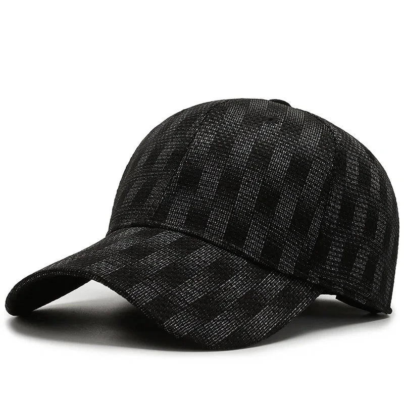 Herren Baseball Cap Kariert | Modische Kappe Schwarz mit Muster [ Herrenkollektion - Caps - Accessoires ] 175 - Herren Baseball Cap Kariert Gratti Paris Schwarz 