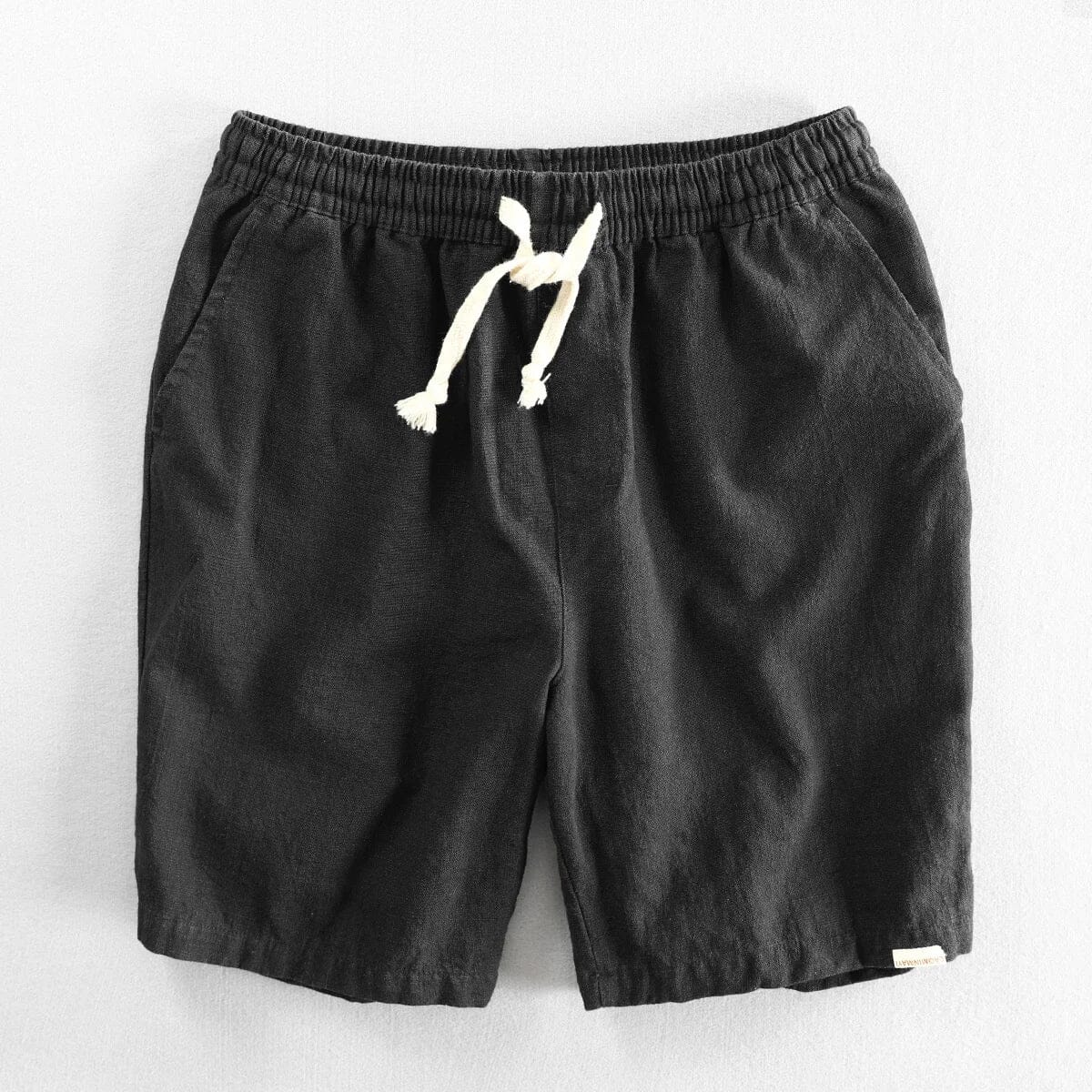 Herren Baumwoll-Leinen Shorts | Bequeme Sommershorts mit Kordelzug [ Herrenkollektion - Shorts - Frühling & Sommer '25 ] 47 - Herren Baumwoll-Leinen Shorts Gratti Paris Schwarz 6XL 