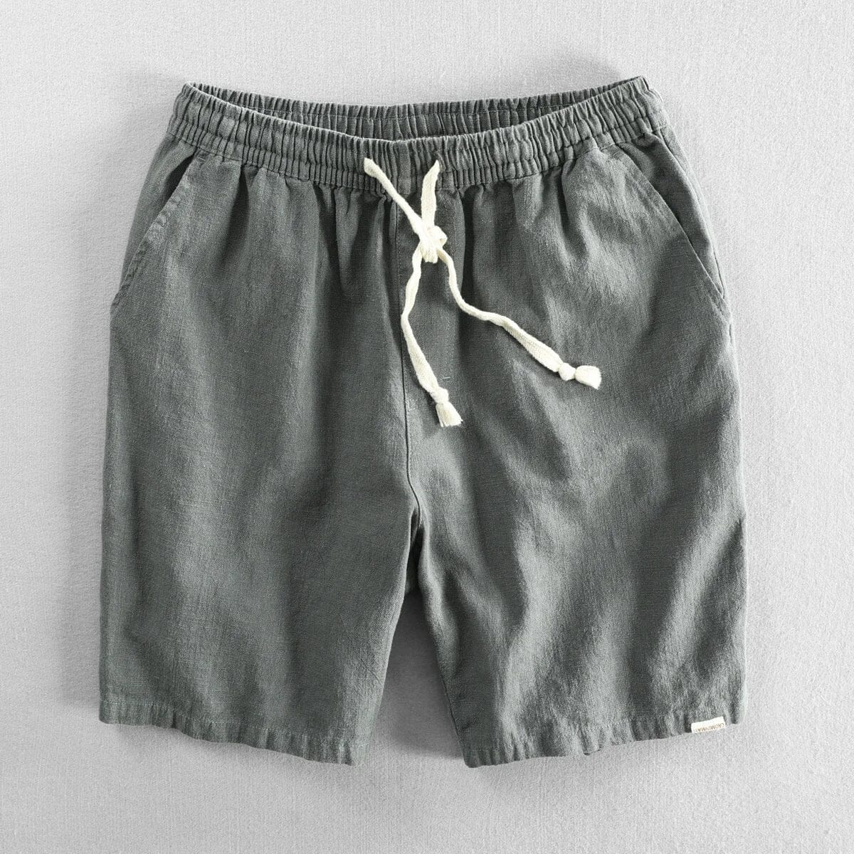 Herren Baumwoll-Leinen Shorts | Bequeme Sommershorts mit Kordelzug [ Herrenkollektion - Shorts - Frühling & Sommer '25 ] 47 - Herren Baumwoll-Leinen Shorts Gratti Paris Terra-Grün 6XL 