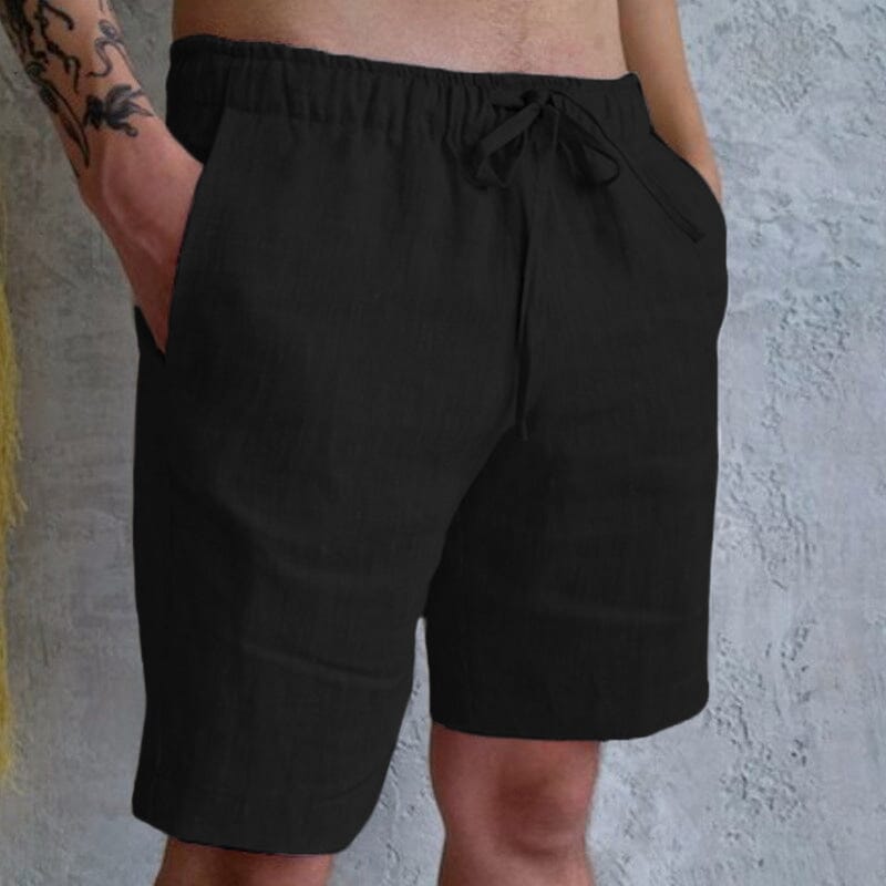 Herren Baumwollshorts mit Kordelzug | Bequeme Sommershorts Freizeithose [ Herrenkollektion - Shorts - Frühling & Sommer '25 ] 21 - Herren Baumwollshorts mit Kordelzug Gratti Paris Schwarz S 