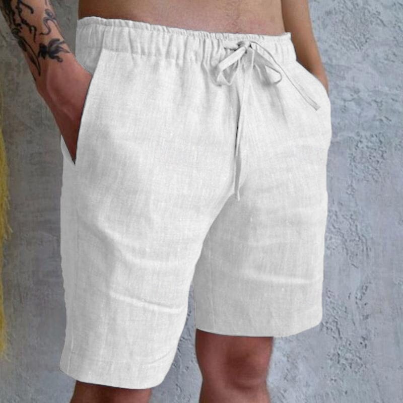 Herren Baumwollshorts mit Kordelzug | Bequeme Sommershorts Freizeithose [ Herrenkollektion - Shorts - Frühling & Sommer '25 ] 21 - Herren Baumwollshorts mit Kordelzug Gratti Paris Weiß S 