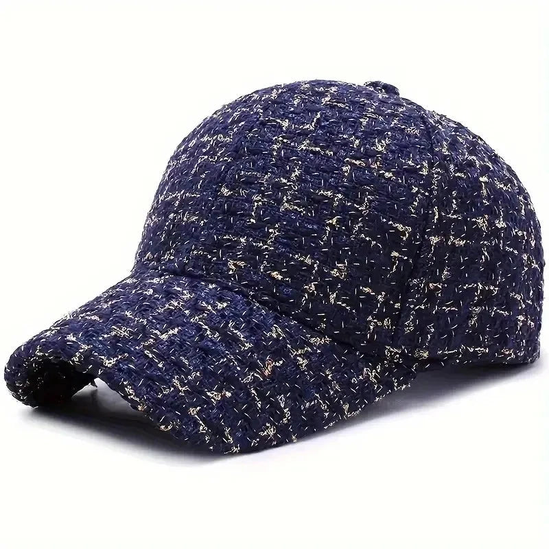 Herren Bouclé Kappe | Strick Baseball Cap Schwarz-Weiß [ Herrenkollektion - Caps - Accessoires ] 183 - Herren Bouclé Kappe Gratti Paris Marineblau 