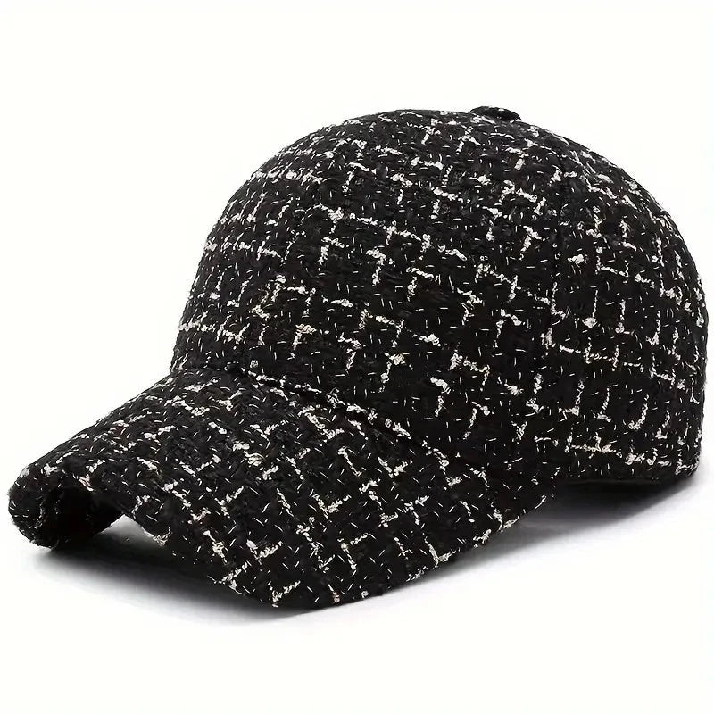 Herren Bouclé Kappe | Strick Baseball Cap Schwarz-Weiß [ Herrenkollektion - Caps - Accessoires ] 183 - Herren Bouclé Kappe Gratti Paris Schwarz 