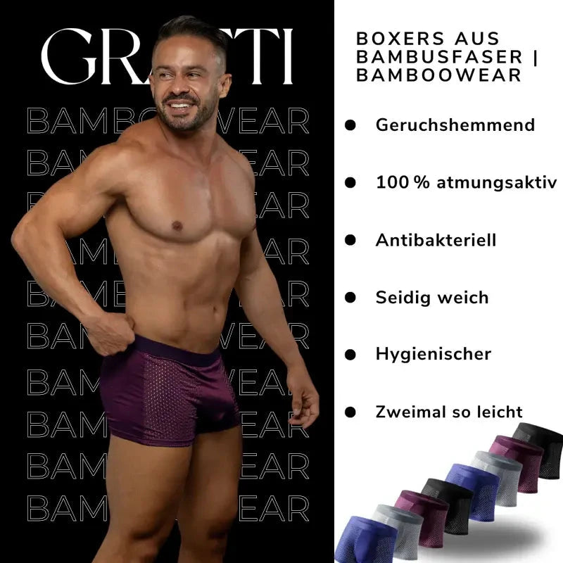 Herren Boxershorts aus Bambusfaser | Bequeme Unterwäsche im Multipack [ Herrenkollektion - Leinensets - Accessoires ] 188 - Herren Boxershorts aus Bambusfaser Gratti Official 