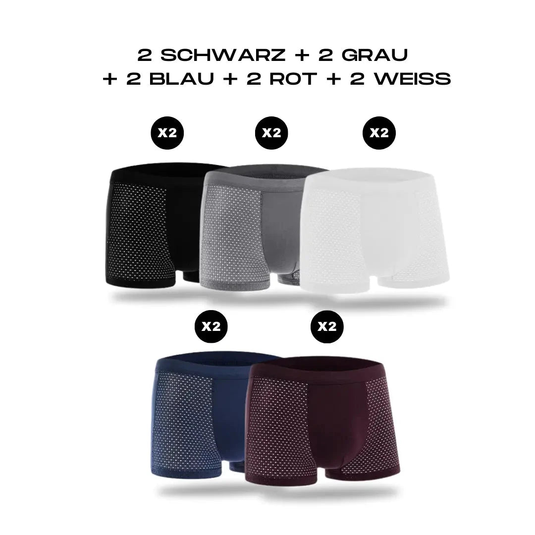 Herren Boxershorts aus Bambusfaser | Bequeme Unterwäsche im Multipack [ Herrenkollektion - Leinensets - Accessoires ] 188 - Herren Boxershorts aus Bambusfaser Gratti Official S 2x Schwarz + 2x Weiß + 2x Blau + 2x Grau + 2x Rot 