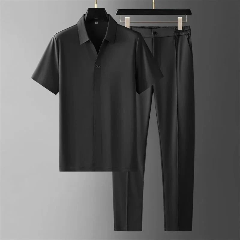 Herren Business Casual Set | Eleganter Freizeitanzug Herrenkollektion - Leinensets - Elegante Schuhe ] 52 - Herren Business Casual Set Gratti Paris SCHWARZ XXL 