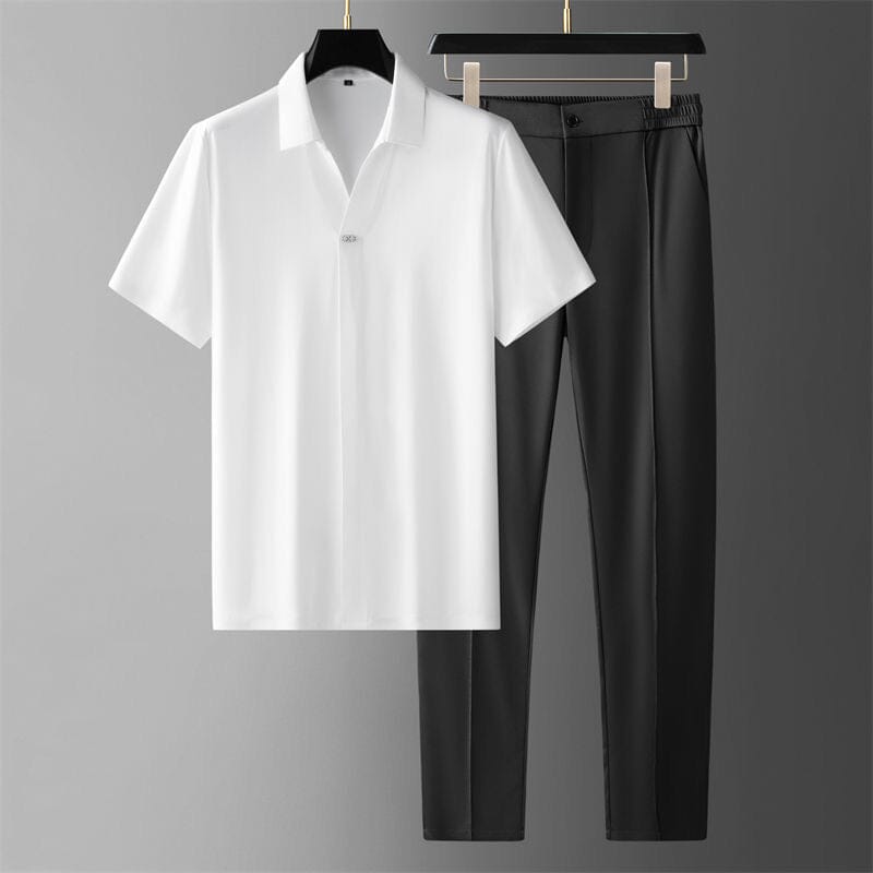 Herren Business Casual Set | Eleganter Freizeitanzug Herrenkollektion - Leinensets - Elegante Schuhe ] 52 - Herren Business Casual Set Gratti Paris WEISS XXL 