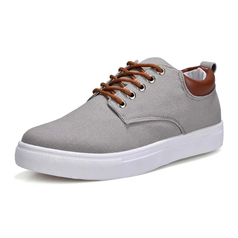 Herren Canvas Sneaker Weiß | Lässige Freizeitschuhe mit braunen Schnürsenkeln [ Herrenkollektion - Schuhe - Turnschuhe ] 280 - Herren Canvas Sneaker Weiß Gratti Offiziell 