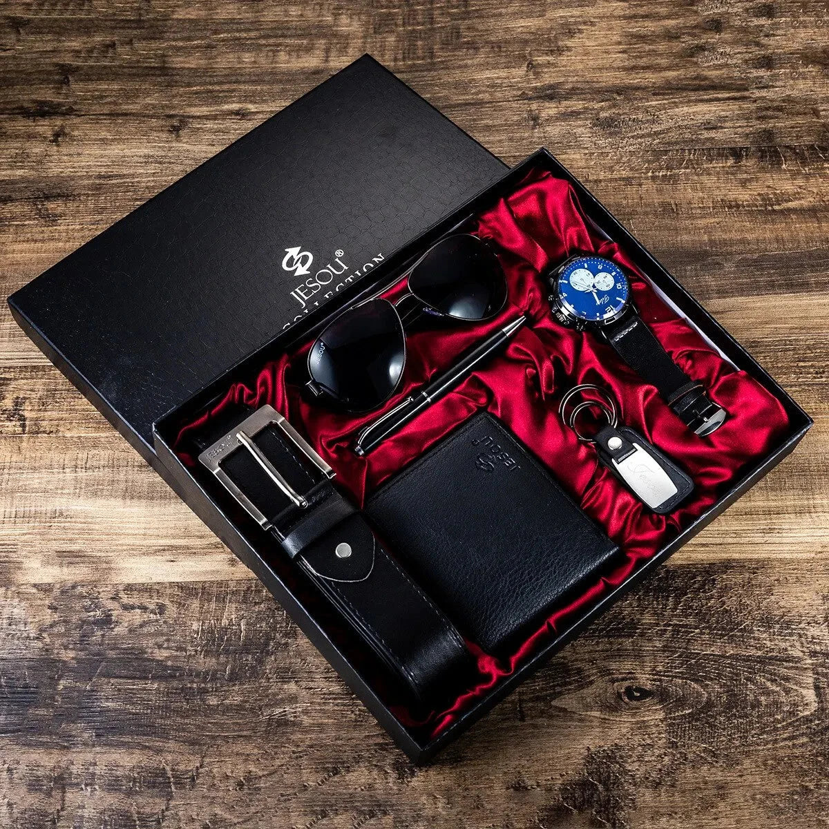 Herren Geschenkset | Accessoires Set mit Uhr, Gürtel & Geldbörse [ Herrenkollektion - Accessoires - Leinensets ] 171 - Herren Geschenkset Gratti Paris 