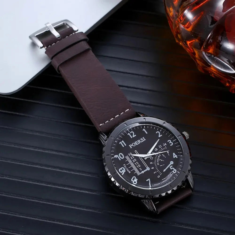 Herren Geschenkset Essentials | Accessoires Set mit Uhr, Gürtel & Geldbörse [ Herrenkollektion - Accessoires - Leinensets ] 176 - Herren Geschenkset Essentials Gratti Paris 