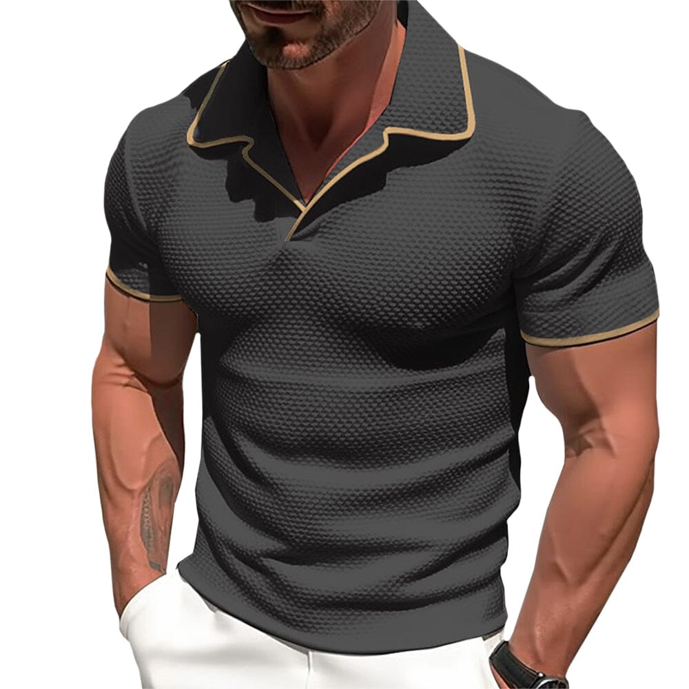 Herren Gestricktes Polohemd | Weißes Slim Fit Polo Shirt mit Resort-Kragen [ Herrenkollektion - Poloshirts - Frühling & Sommer '25 ] 2 - Herren Gestricktes Polohemd Gratti Paris Dunkelgrau S 