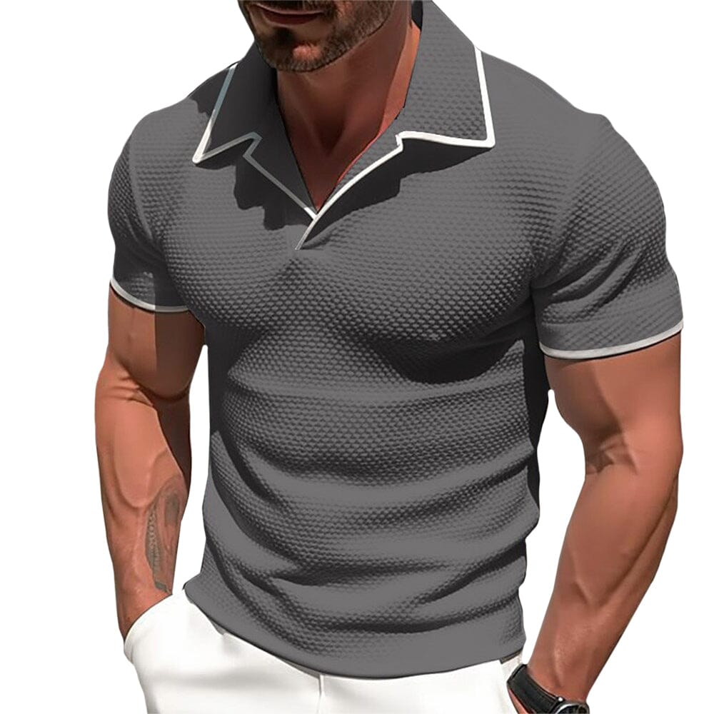 Herren Gestricktes Polohemd | Weißes Slim Fit Polo Shirt mit Resort-Kragen [ Herrenkollektion - Poloshirts - Frühling & Sommer '25 ] 2 - Herren Gestricktes Polohemd Gratti Paris Grau S 