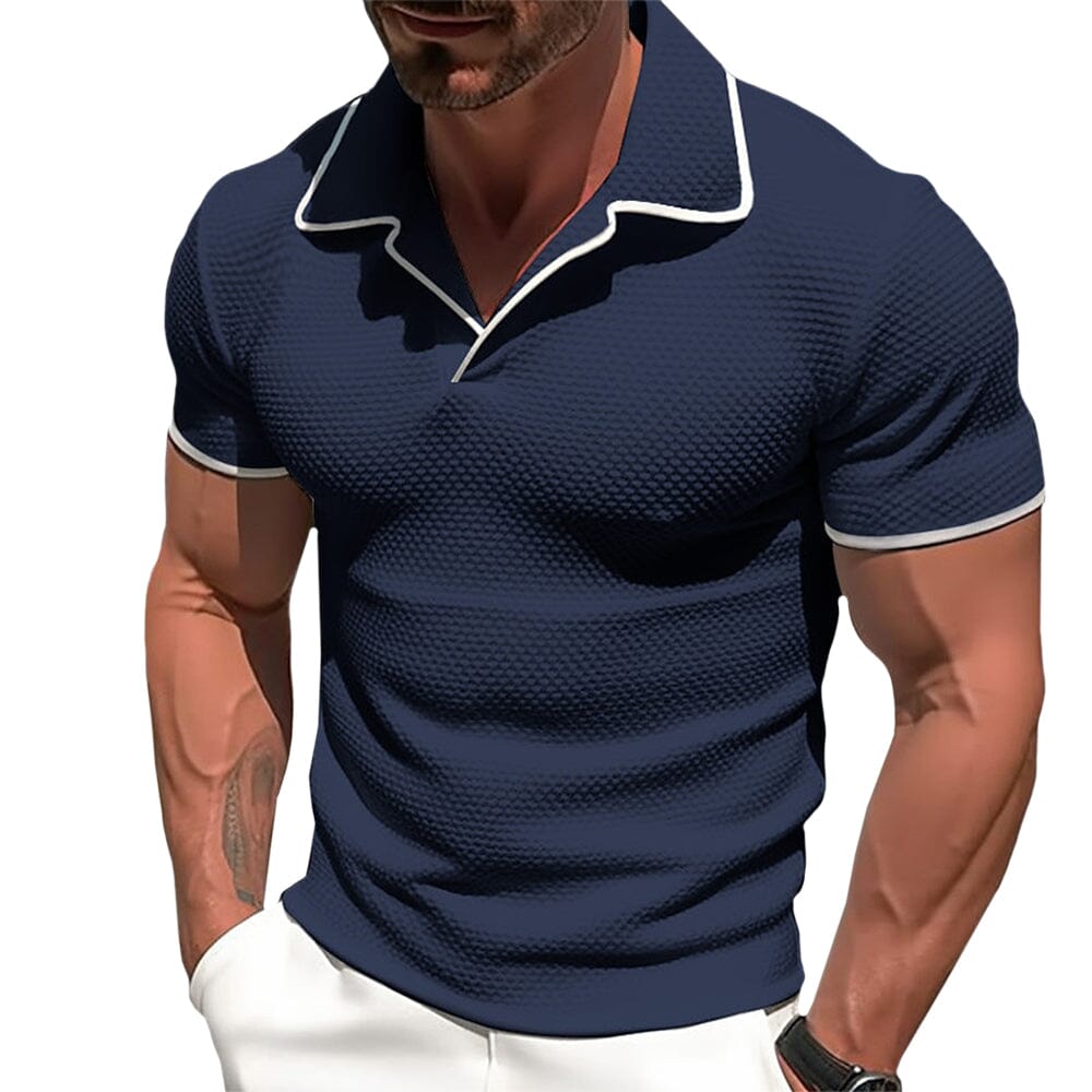 Herren Gestricktes Polohemd | Weißes Slim Fit Polo Shirt mit Resort-Kragen [ Herrenkollektion - Poloshirts - Frühling & Sommer '25 ] 2 - Herren Gestricktes Polohemd Gratti Paris Marineblau S 