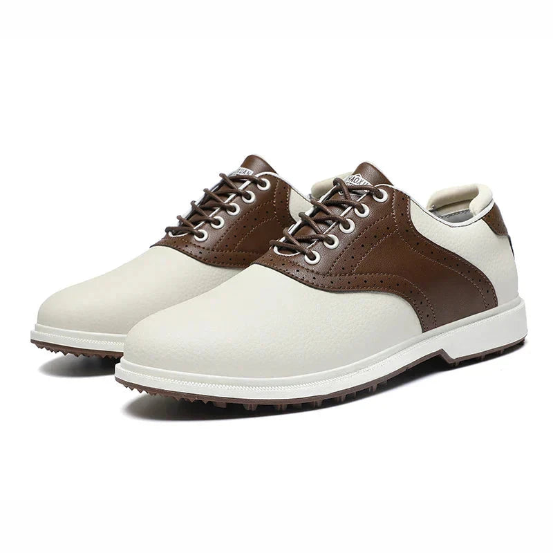 Herren Golfschuhe Leder | Klassische Freizeitschuhe braun-weiß [ Herrenkollektion - Schuhe - Elegante Schuhe ] 281 - Herren Golfschuhe Leder Gratti Offiziell Braun 6 