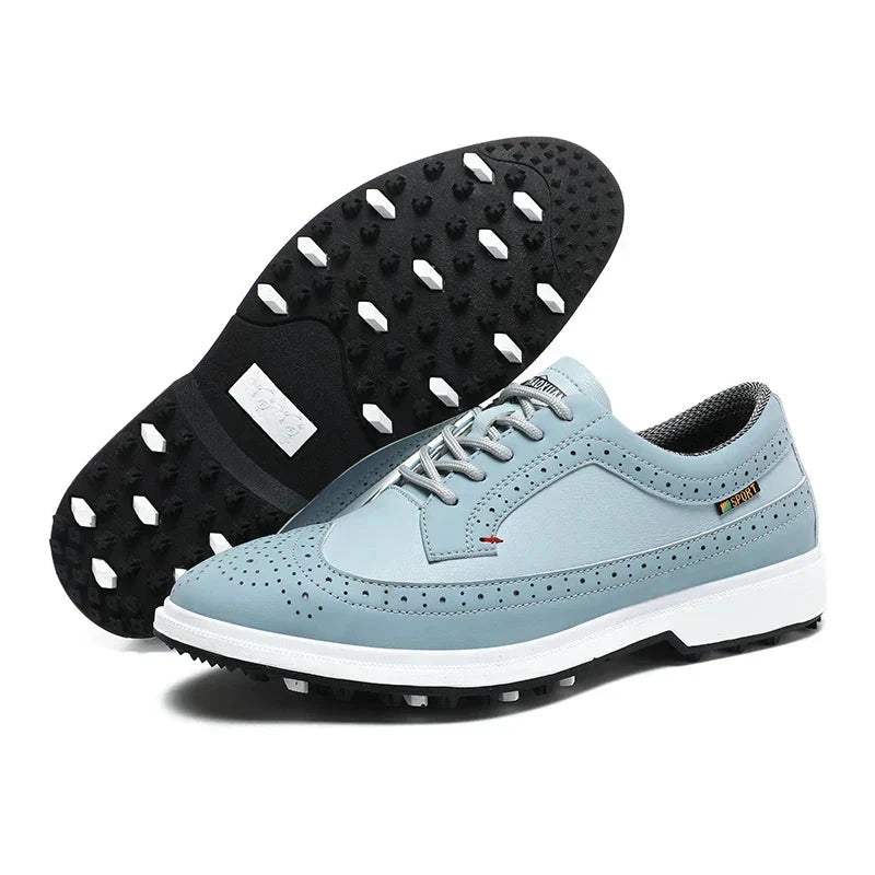 Herren Golfschuhe Leder | Klassische Freizeitschuhe braun-weiß [ Herrenkollektion - Schuhe - Elegante Schuhe ] 281 - Herren Golfschuhe Leder Gratti Offiziell Himmelblau 6 