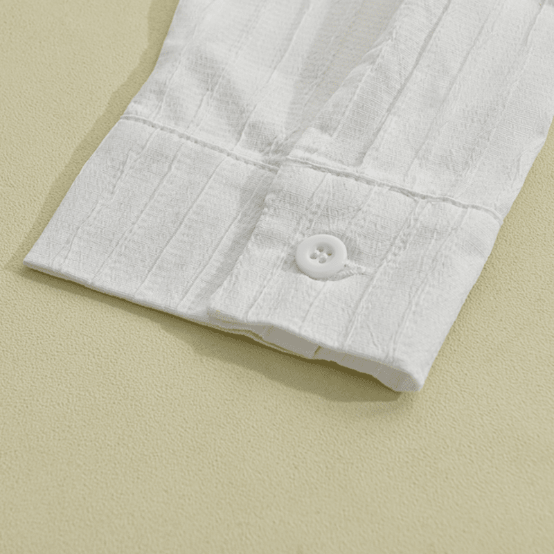 Herren Hemd gestreift Slim Fit | Lässiges Langarmhemd mit Struktur weiß [ Herrenkollektion - Langarmhemden - Sommerlangarm ] 134 - Herren Hemd gestreift Slim Fit Gratti Paris 