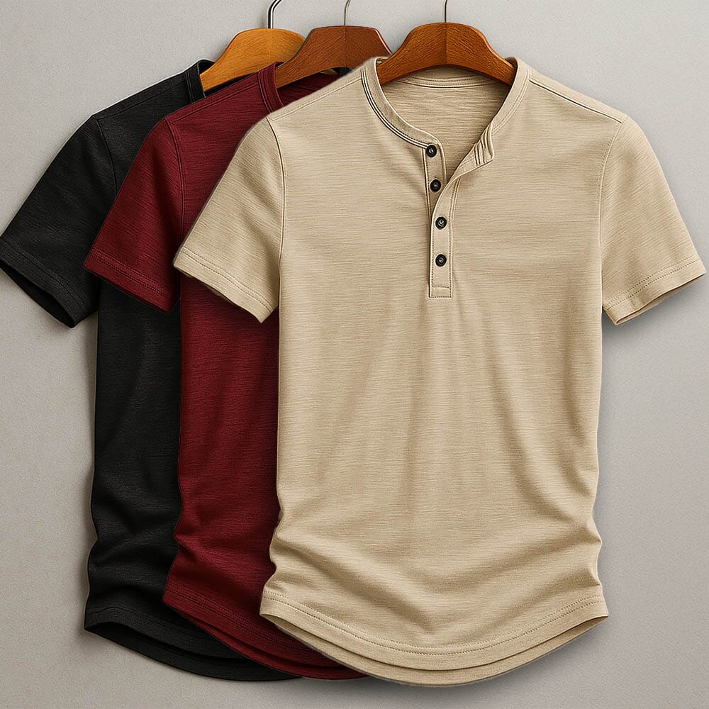 Herren Henley Shirt Kurzarm | Basic T-Shirt mit Knopfleiste [ Herrenkollektion - Frühling & Sommer '25 - Hemden ] 9 - Herren Henley Shirt Kurzarm Gratti Paris 