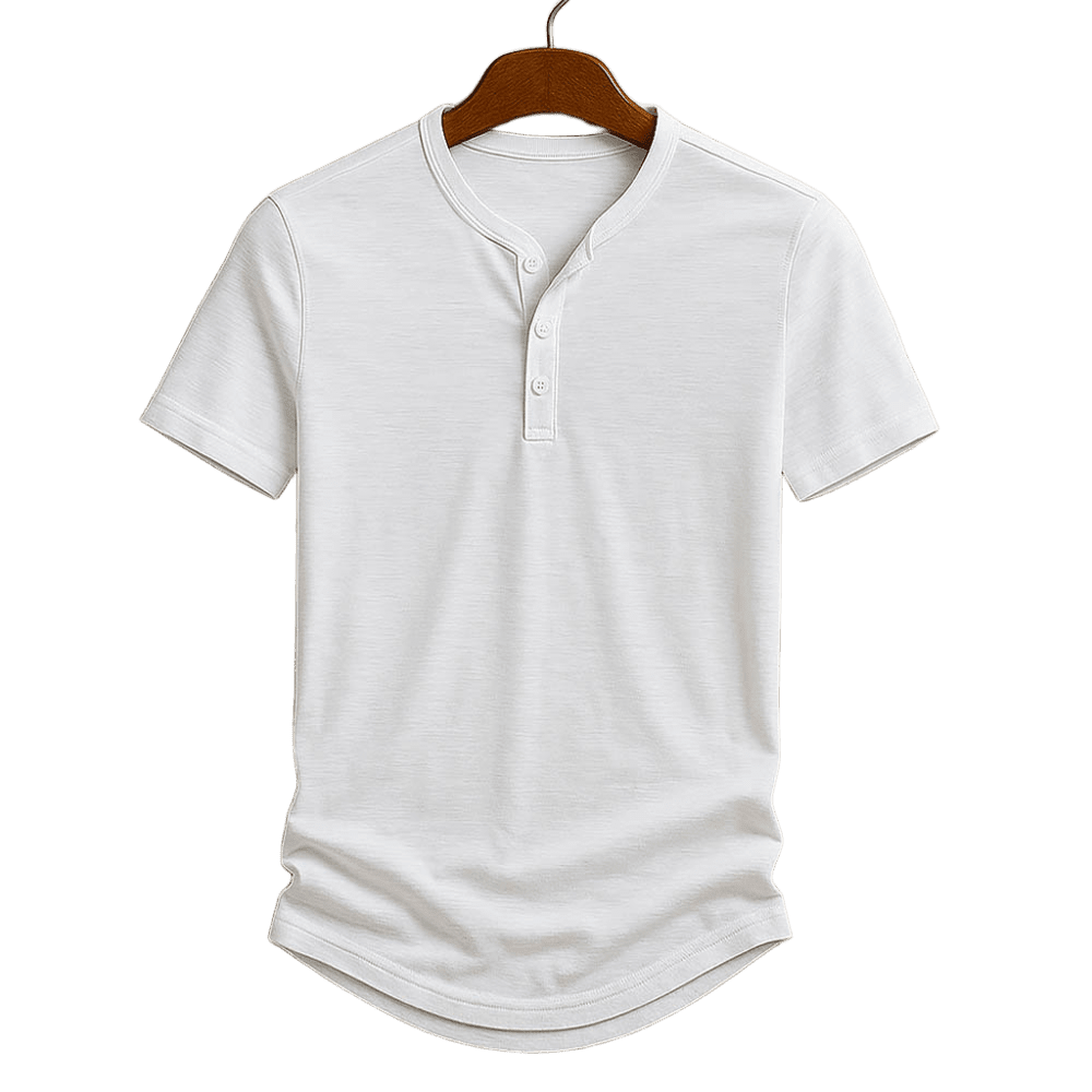 Herren Henley Shirt Kurzarm | Basic T-Shirt mit Knopfleiste [ Herrenkollektion - Frühling & Sommer '25 - Hemden ] 9 - Herren Henley Shirt Kurzarm Gratti Paris Weiß S 