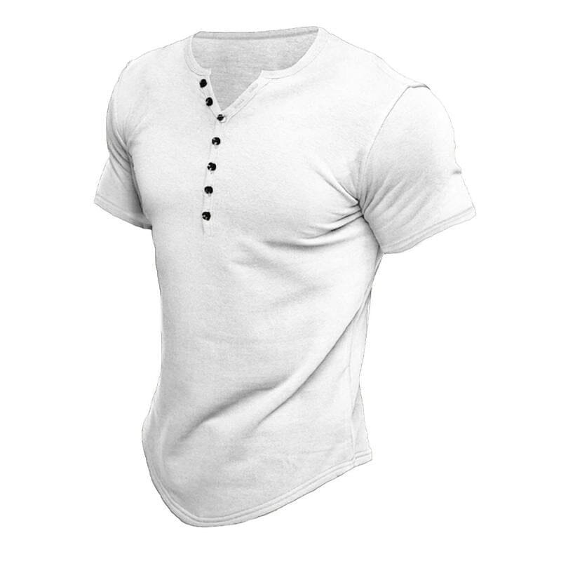 Herren Henley Shirt Kurzarm | Slim Fit T-Shirt mit Knopfleiste blau [ Herrenkollektion - Frühling & Sommer '25 - Hemden ] 67 - Herren Henley Shirt Kurzarm Gratti Paris Weiß XS 
