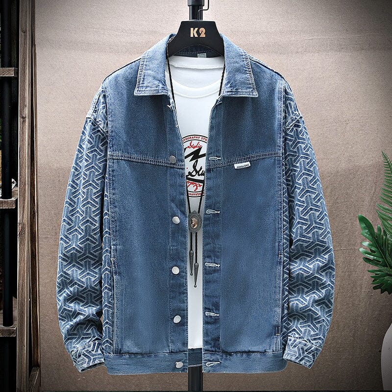 Herren Jeansjacke Vintage | Lässige Jacke mit gemusterten Ärmeln [ Herrenkollektion - Jacken - Frühling & Sommer '25 ] 204 - Herren Jeansjacke Vintage Gratti Offiziell M 