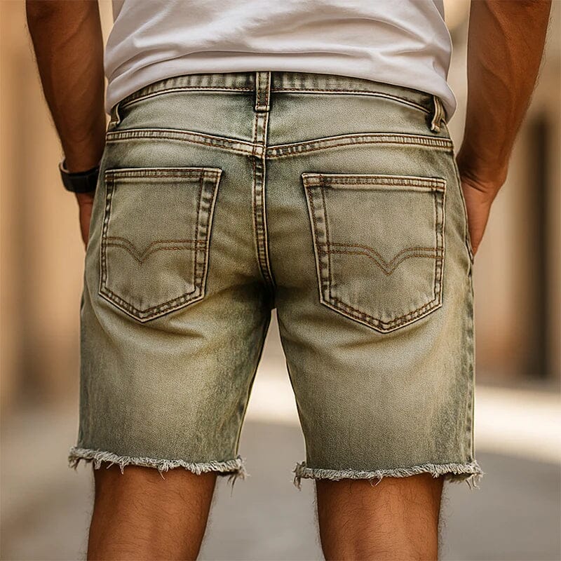 Herren Jeansshorts Slim Fit | Vintage Cargo Shorts mit Used-Look [ Herrenkollektion - Shorts - Frühling & Sommer '25 ] 129 - Herren Jeansshorts Slim Fit Gratti Paris 