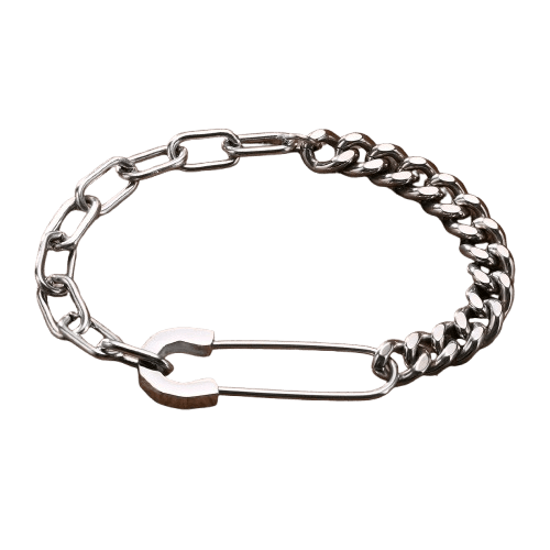Herren Kettenarmband Cuban Link | Armband mit Sicherheitsnadel-Verschluss [ Herrenkollektion - Accessoires - Armbänder ] 172 - Herren Kettenarmband Cuban Link Gratti Paris 