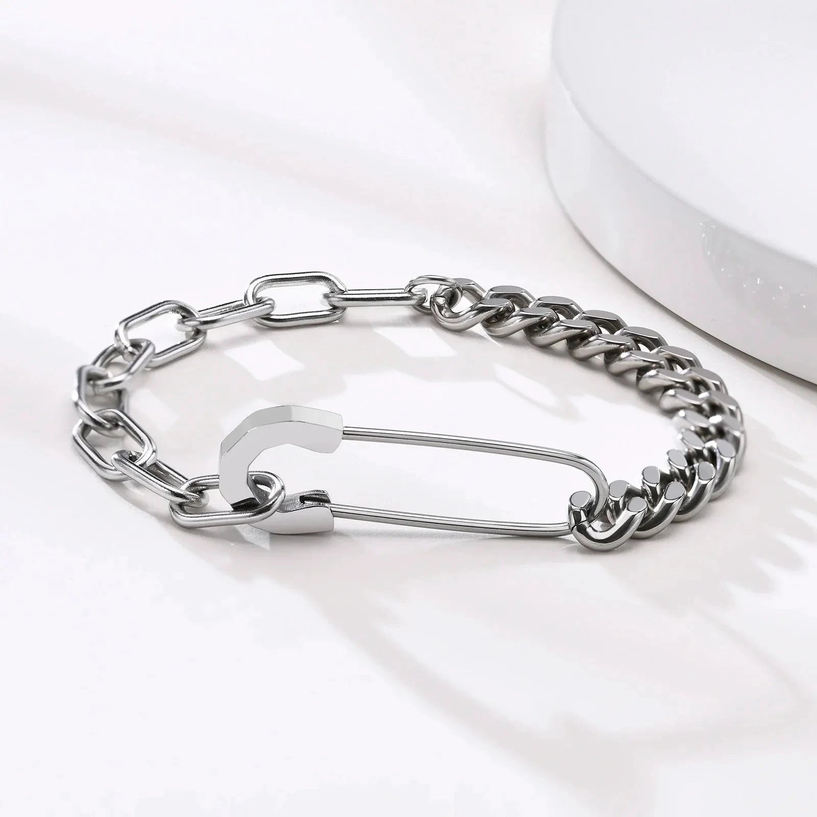Herren Kettenarmband Cuban Link | Armband mit Sicherheitsnadel-Verschluss [ Herrenkollektion - Accessoires - Armbänder ] 172 - Herren Kettenarmband Cuban Link Gratti Paris 