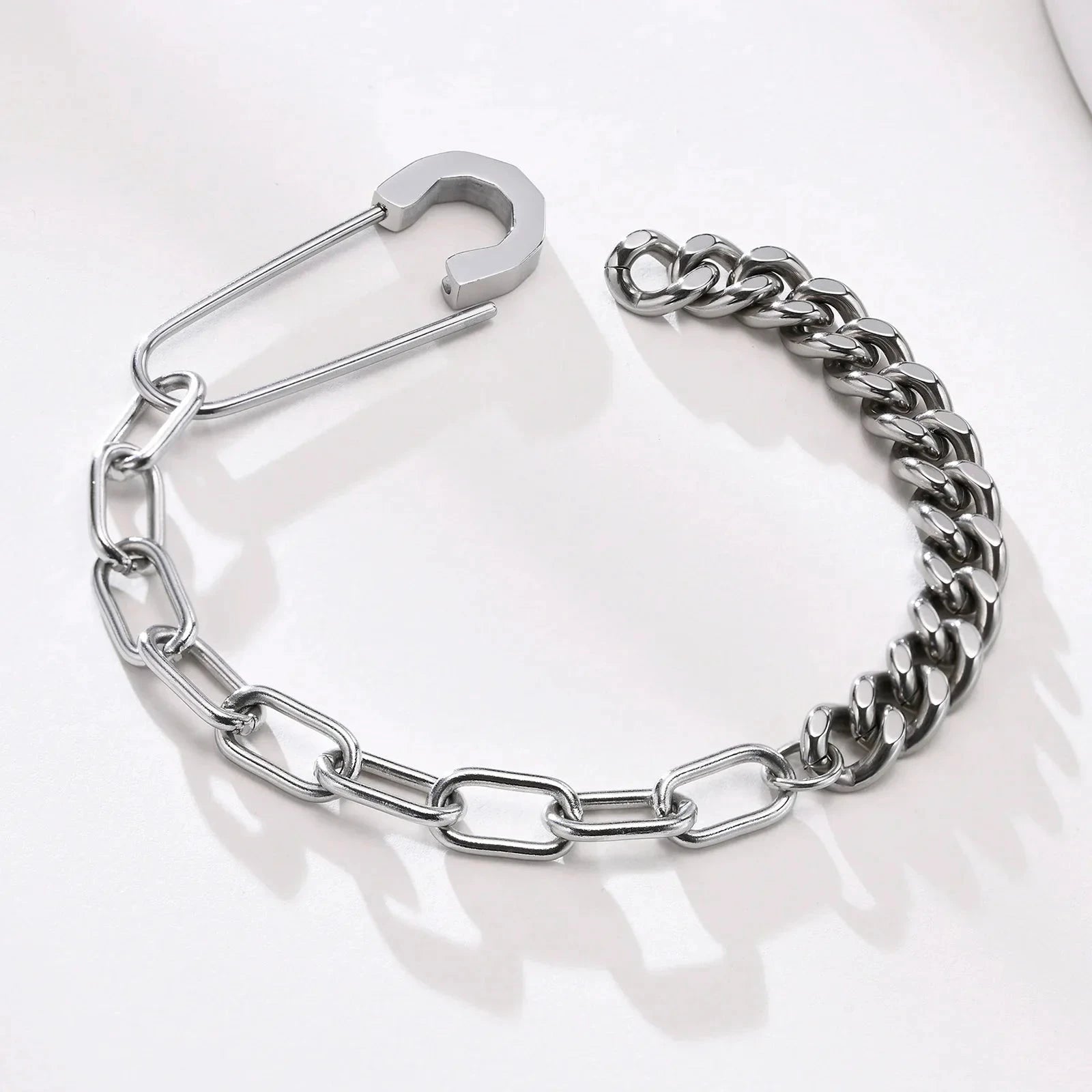 Herren Kettenarmband Cuban Link | Armband mit Sicherheitsnadel-Verschluss [ Herrenkollektion - Accessoires - Armbänder ] 172 - Herren Kettenarmband Cuban Link Gratti Paris 