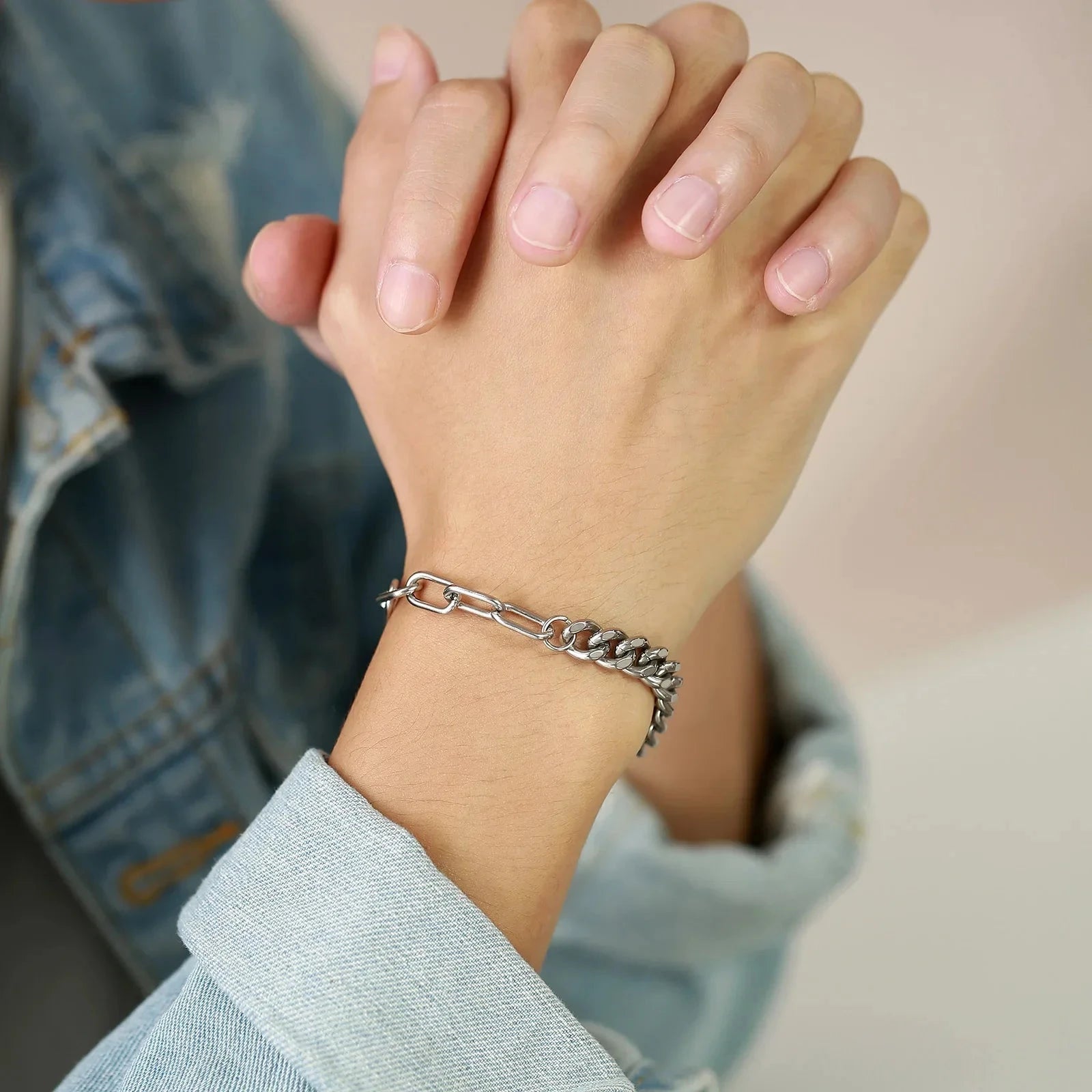 Herren Kettenarmband Cuban Link | Armband mit Sicherheitsnadel-Verschluss [ Herrenkollektion - Accessoires - Armbänder ] 172 - Herren Kettenarmband Cuban Link Gratti Paris 