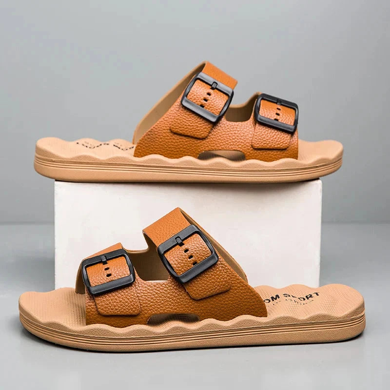Herren Komfort-Pantoletten | Lässige Sandalen mit Fußbett braun [ Herrenkollektion - Schuhe - Sandalen ] 276 - Herren Komfort-Pantoletten Gratti Offiziell 