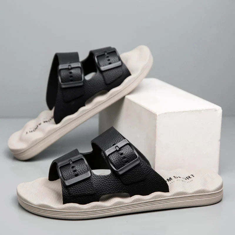 Herren Komfort-Pantoletten | Lässige Sandalen mit Fußbett braun [ Herrenkollektion - Schuhe - Sandalen ] 276 - Herren Komfort-Pantoletten Gratti Offiziell 
