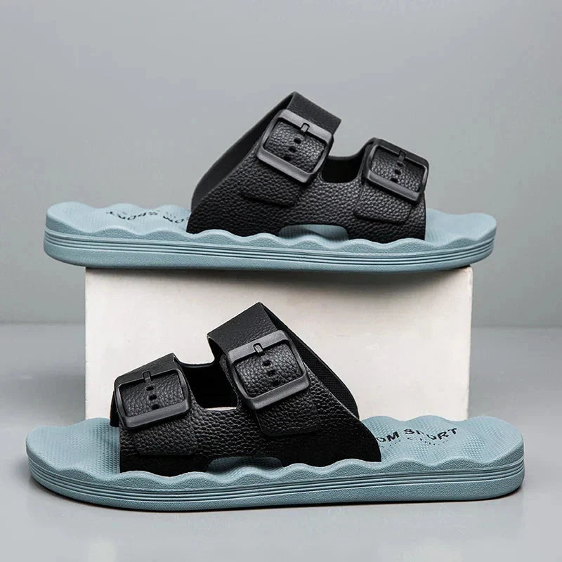 Herren Komfort-Pantoletten | Lässige Sandalen mit Fußbett braun [ Herrenkollektion - Schuhe - Sandalen ] 276 - Herren Komfort-Pantoletten Gratti Offiziell 