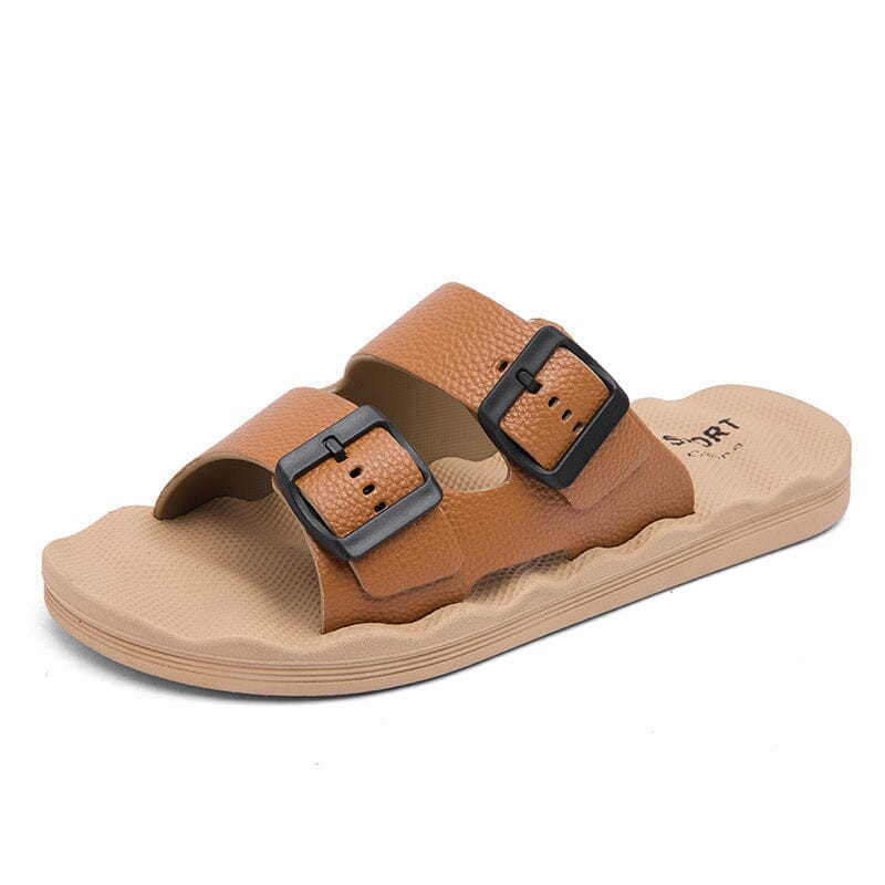 Herren Komfort-Pantoletten | Lässige Sandalen mit Fußbett braun [ Herrenkollektion - Schuhe - Sandalen ] 276 - Herren Komfort-Pantoletten Gratti Offiziell 