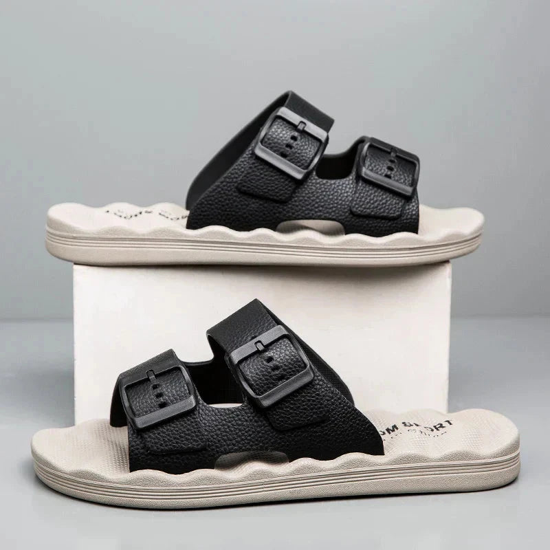 Herren Komfort-Pantoletten | Lässige Sandalen mit Fußbett braun [ Herrenkollektion - Schuhe - Sandalen ] 276 - Herren Komfort-Pantoletten Gratti Offiziell Grau 6 