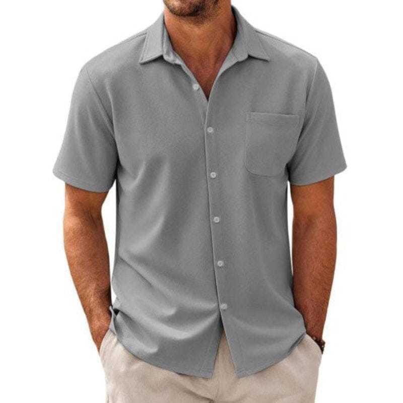 Herren Kurzarmhemd Freizeithemd | Lässiges Sommerhemd mit Brusttasche grau [ Herrenkollektion - Frühling & Sommer '25 - Hemden ] 77 - Herren Kurzarmhemd Freizeithemd Gratti Paris Hellgrau S 