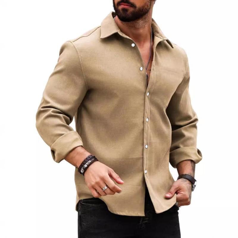 Herren Langarmhemd Slim Fit | Lässiges Freizeithemd Baumwoll-Mischung grau [ Herrenkollektion - Langarmhemden - Sommerlangarm ] 65 - Herren Langarmhemd Slim Fit Gratti Paris Aprikose S 