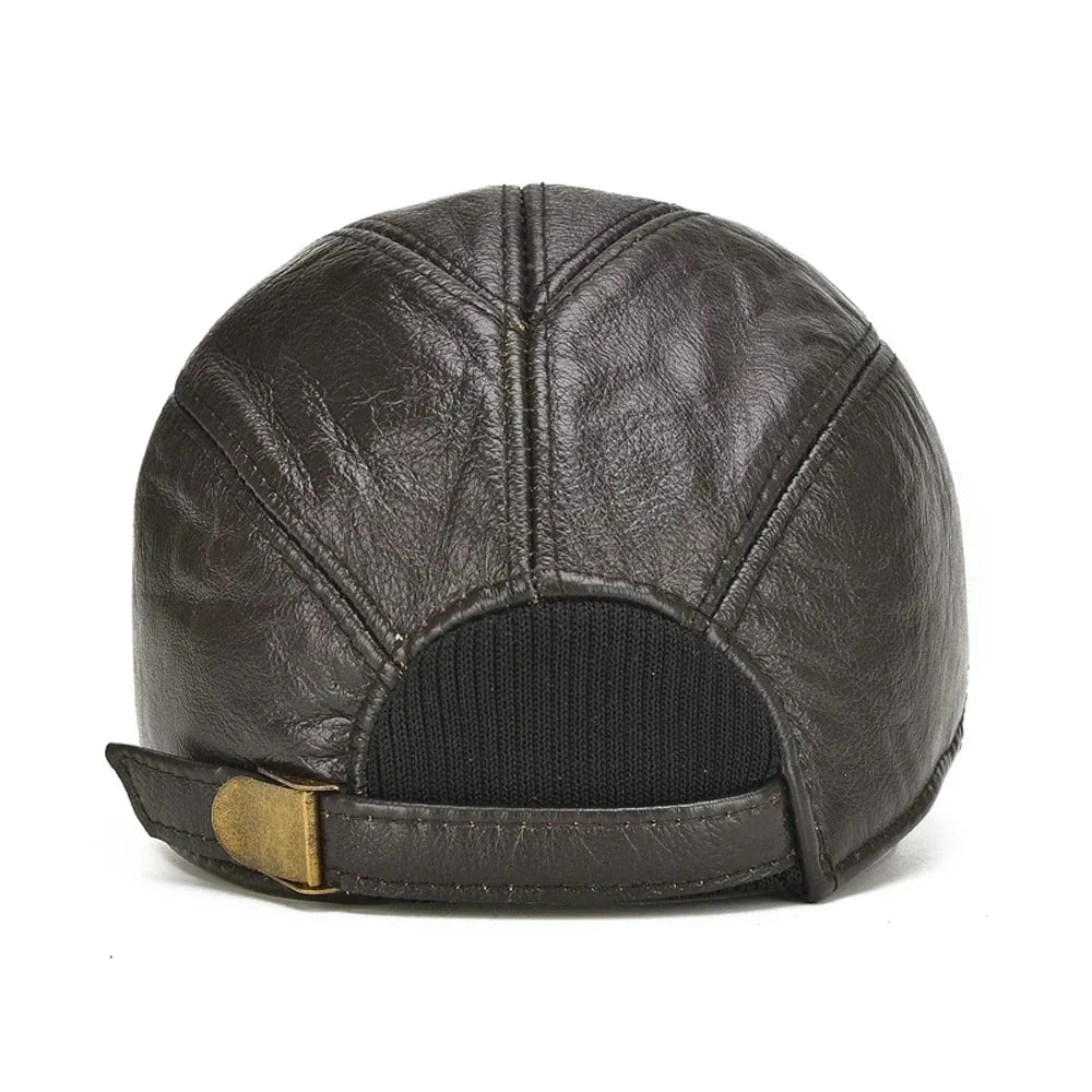 Herren Leder Cap | Premium Kappe Echtleder braun [ Herrenkollektion - Caps - Accessoires ] 181 - Herren Leder Cap Gratti Paris 
