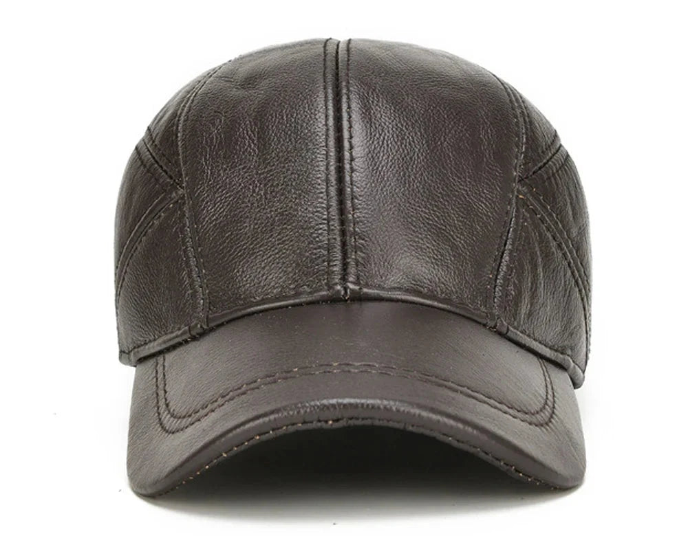 Herren Leder Cap | Premium Kappe Echtleder braun [ Herrenkollektion - Caps - Accessoires ] 181 - Herren Leder Cap Gratti Paris 